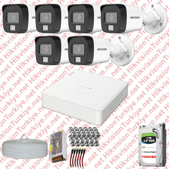 Hikvision 06 Kameralı Colorvu Hibrit Güvenlik Kamerası